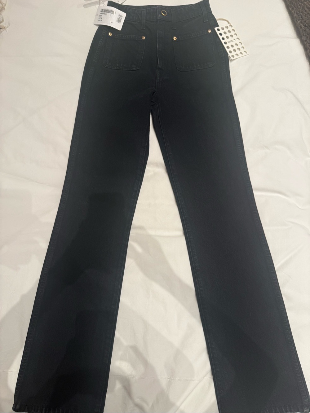 KHAITE Isabella Black Straight-Leg Jeans